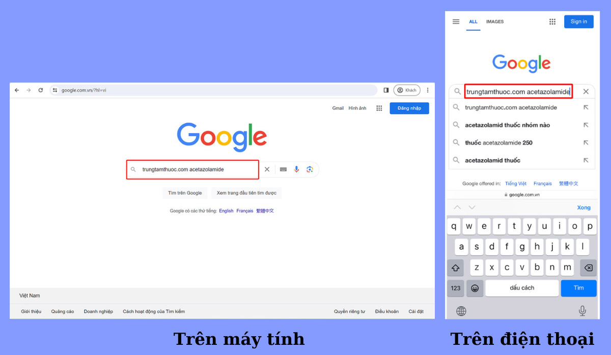 Hình 3: Cách 1: tra cứu bằng google tìm kiếm