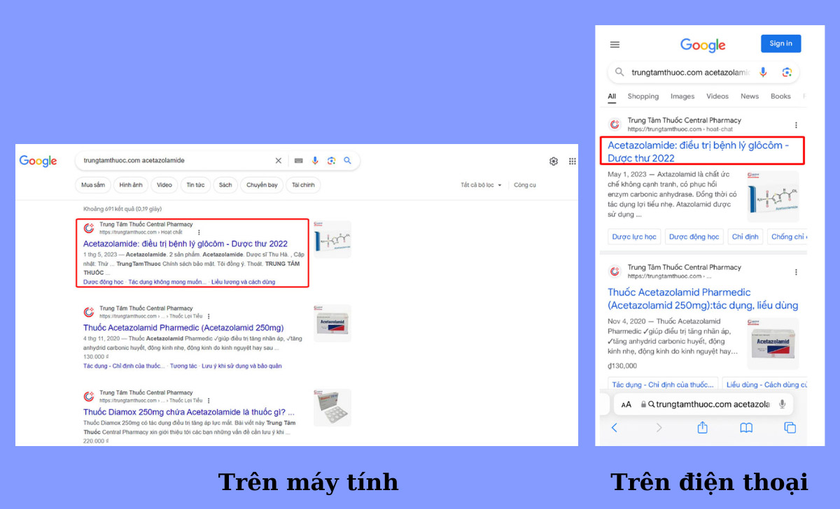 Hình 2.  Kết quả tra cứu bằng google tìm kiếm