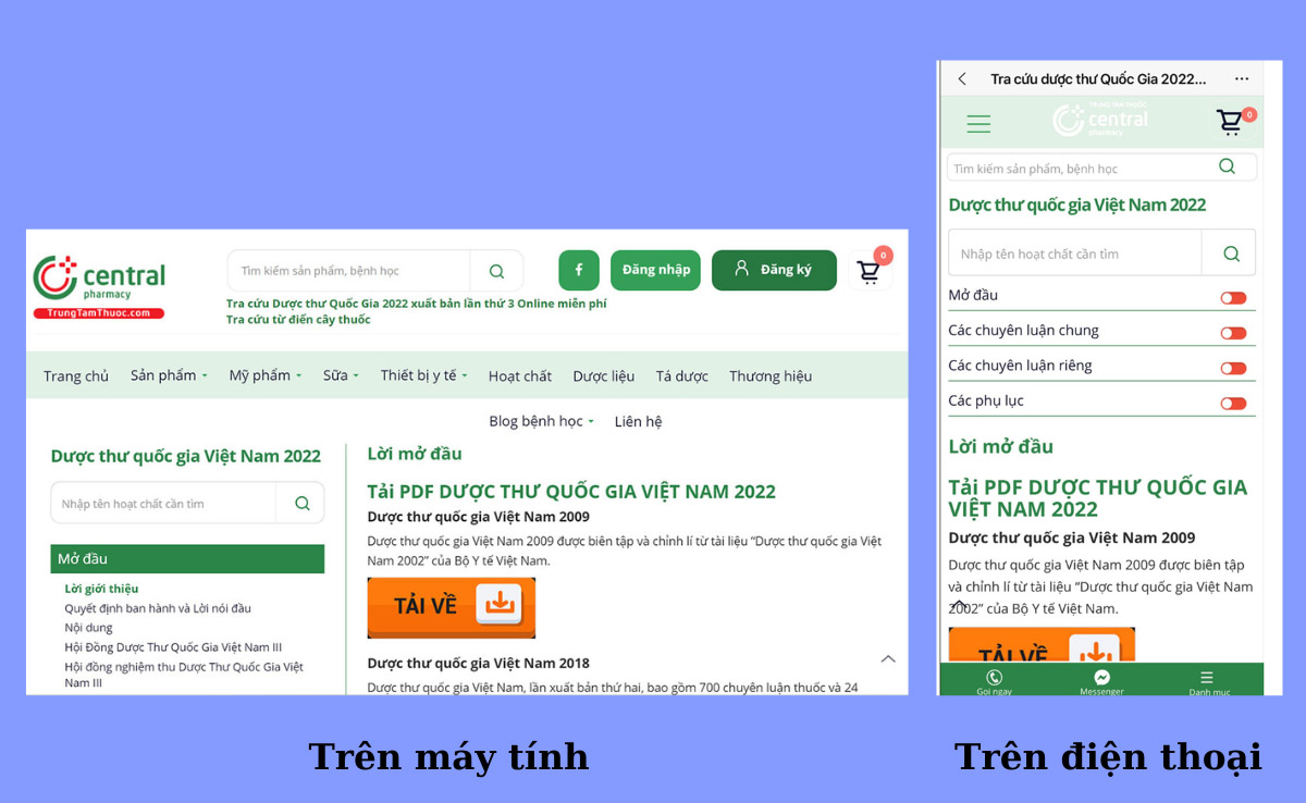 Hình 3.  Trang chủ tra cứu Dược thư Quốc Gia 2022