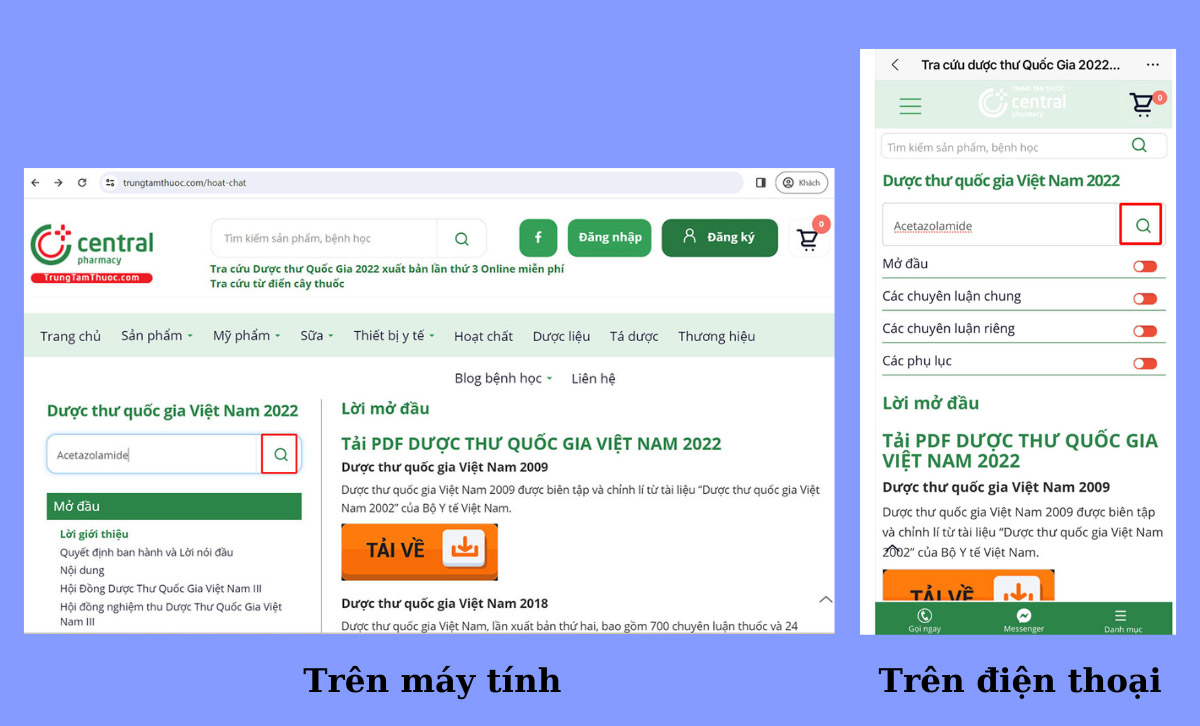 Hình 5.  Ấn vào biểu tượng tìm kiếm để tra cứu