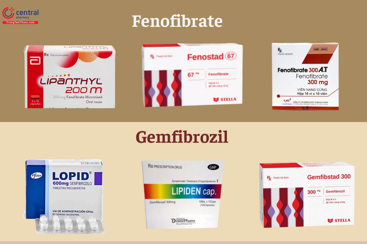 Một số sản phẩm có chứa hoạt chất nhóm Fibrate
