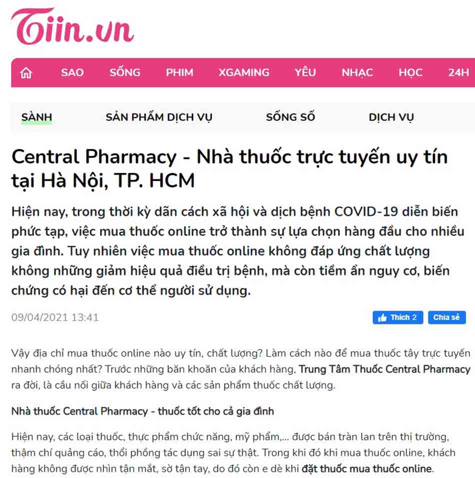Central Pharmacy - Nhà thuốc trực tuyến uy tín tại Hà Nội, TP. HCM