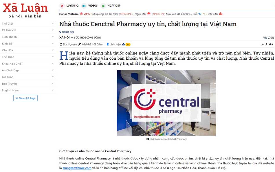 Nhà thuốc Cenctral Pharmacy uy tín, chất lượng tại Việt Nam