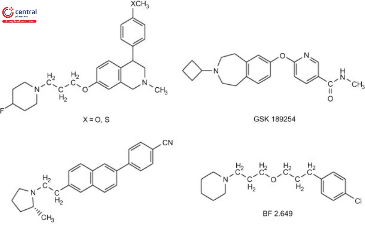 Cấu trúc hóa học một số hoạt chất thuốc kháng histamin H3 dẫn xuất non-imidazole