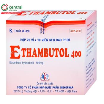 Ethambutol 400mg MKP (Hộp 20 vỉ x 10 viên)