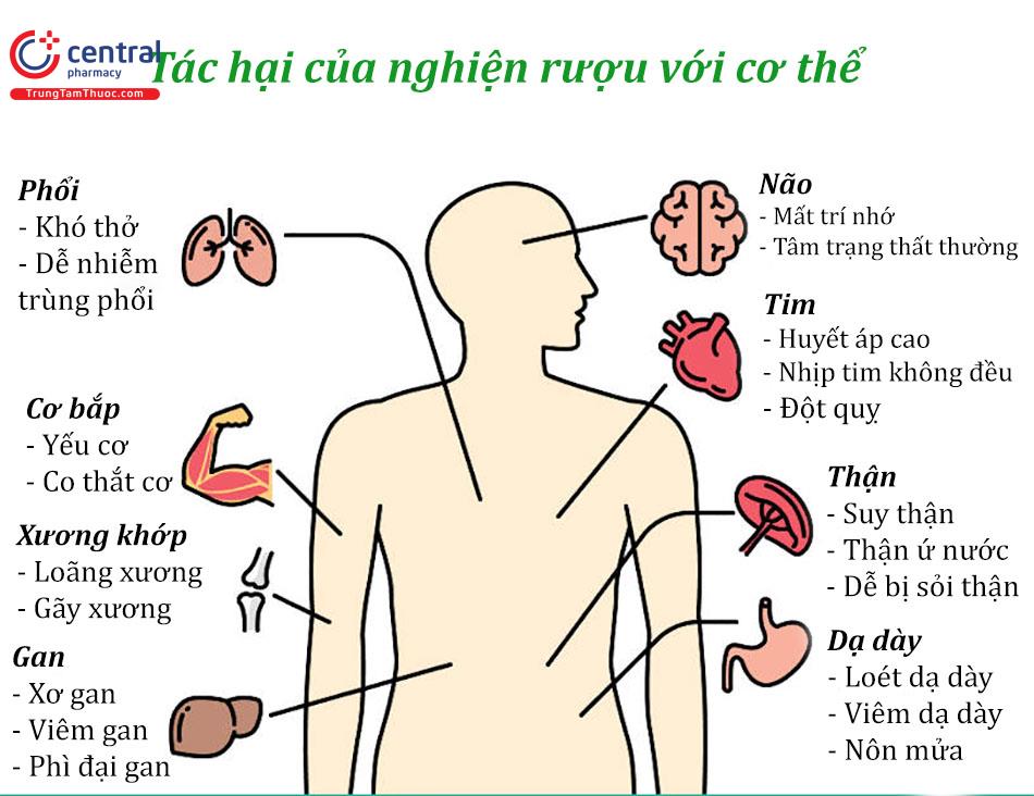 Tác hại của sử dụng quá nhiều rượu đối với cơ thể