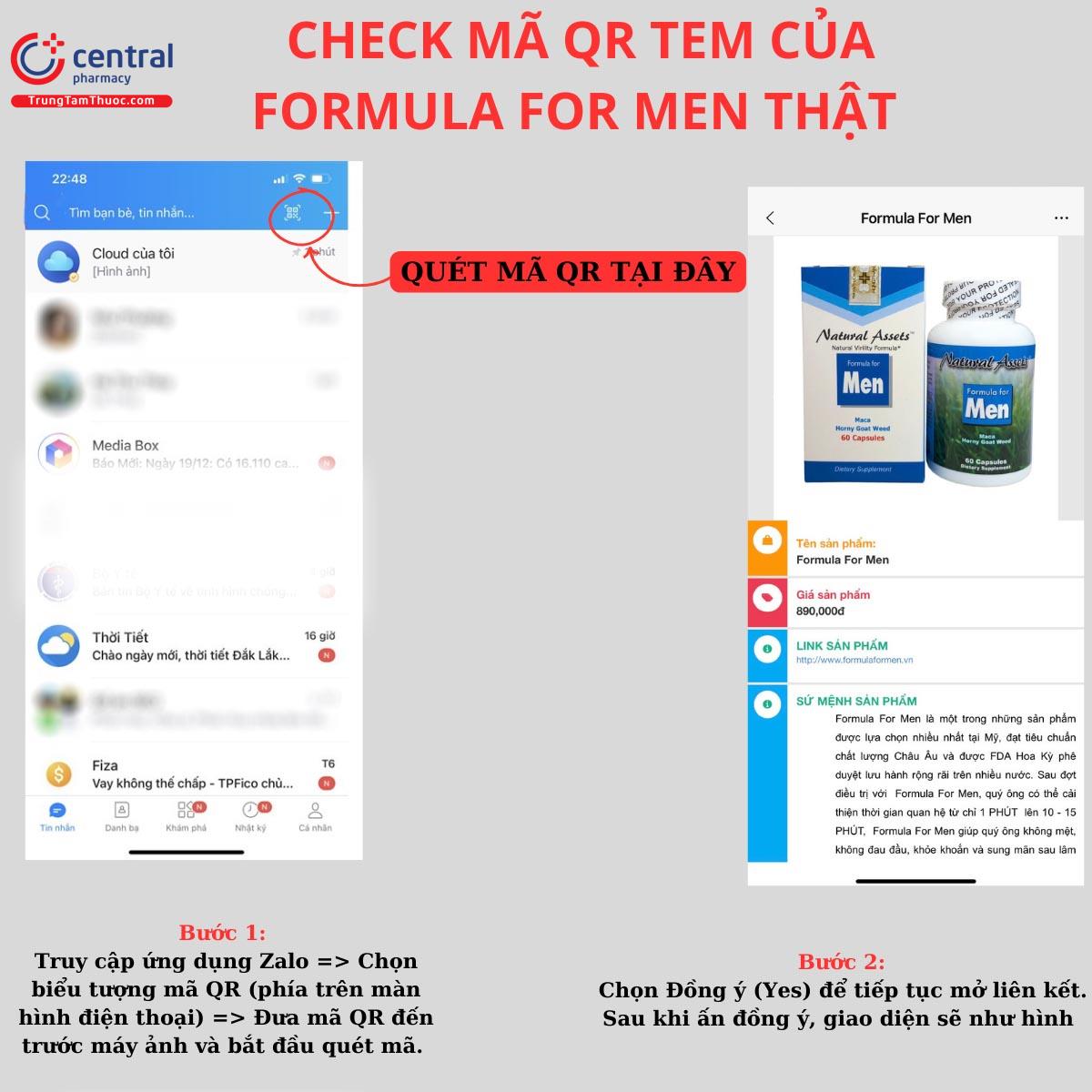 Giao diện sau khi quét QR ở ứng dụng ZALO