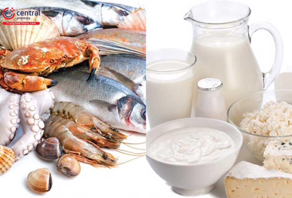 Sữa và hải sản là hai sản phẩm kị nhau