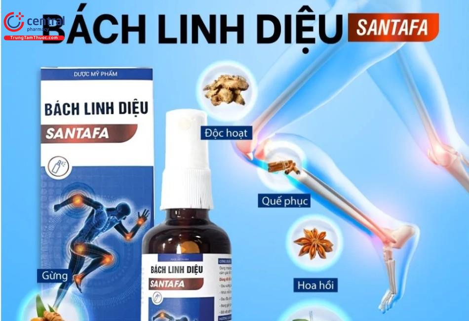 Spray Bách Linh Diệu Santafa có thành phần gồm nhiều thảo dược tự nhiên